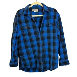 Duluth Trading Shirt Men's Size Medium Plaid Blue‎ Black